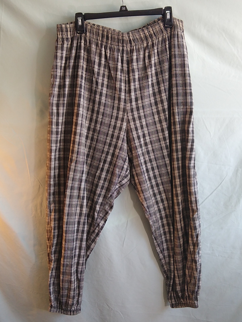 Vintage Skids Unisex balloon pants * Plaid Elastic-Waist Joggers